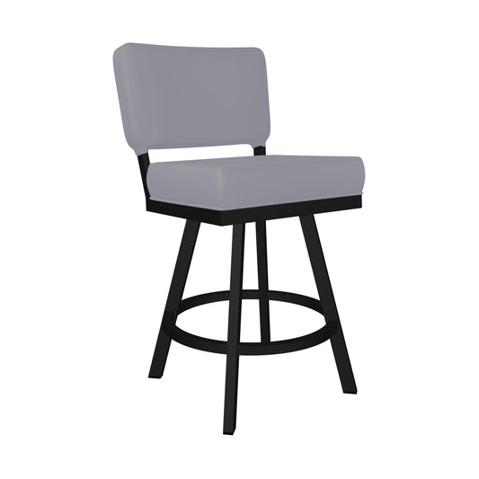 Wesley Allen - Florida 26in Counter Height Swivel Stool in Charcoal Gray Vinyl with a Hand Powder-Painted Sable Onyx Finish - B505H26-S-MB-DST veiw 1
