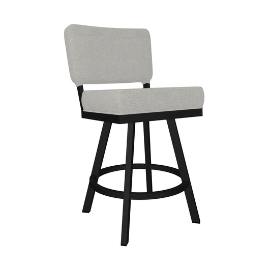 Wesley Allen - Florida 26in Counter Height Swivel Stool in Irish Mist Performance Fabric with a Hand Powder-Painted Sable Onyx Finish - B505H26-S-MB-FM veiw 1