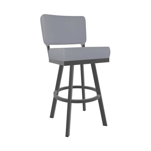 Wesley Allen - Florida 30in Bar Height Swivel Stool in Charcoal Gray Vinyl with a Hand Powder-Painted Firestone Grey Finish - B505H30-S-PTR-DST veiw 1