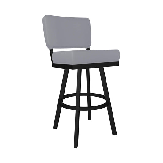 Wesley Allen - Florida 30in Bar Height Swivel Stool in Charcoal Gray Vinyl with a Hand Powder-Painted Sable Onyx Finish - B505H30-S-MB-DST veiw 1