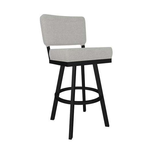 Wesley Allen - Florida 30in Bar Height Swivel Stool in Irish Mist Performance Fabric with a Hand Powder-Painted Sable Onyx Finish - B505H30-S-MB-FM veiw 1