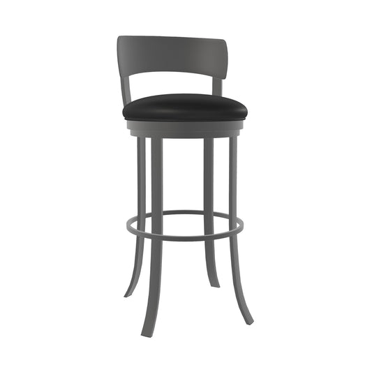 Wesley Allen - Stockholm 26in Counter Height Swivel Stool in Licorice Black Vinyl with a Hand Powder-Painted Firestone Grey Finish - B507H26-S-PTR-DBLK veiw 1