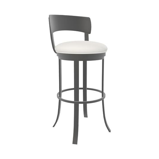 Wesley Allen - Stockholm 26in Counter Height Swivel Stool in Vail Pure White Vinyl with a Hand Powder Coated Firestone Grey Finish - B507H26-S-PTR-APW veiw 1