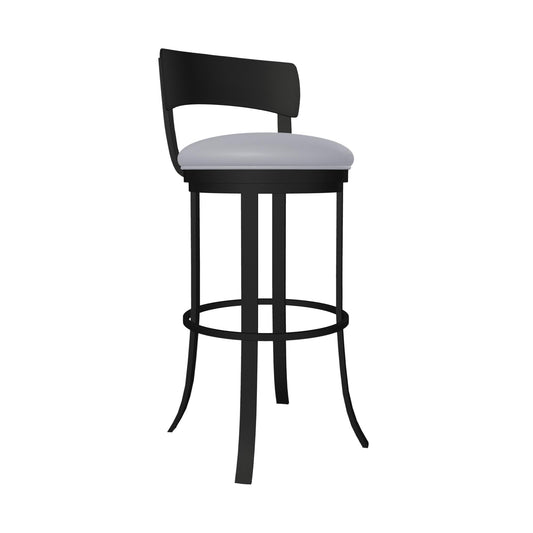 Wesley Allen - Stockholm 30in Bar Height Swivel Stool in Charcoal Gray Vinyl with a Hand Powder-Painted Sable Onyx Finish - B507H30-S-MB-DST veiw 1