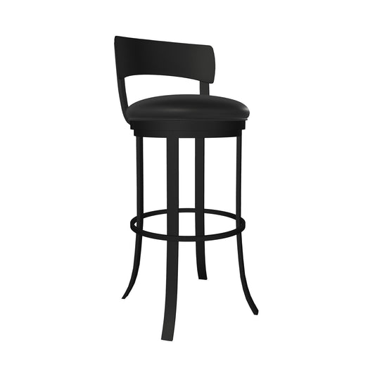 Wesley Allen - Stockholm 30in Bar Height Swivel Stool in Licorice Black Vinyl with a Hand Powder-Painted Sable Onyx Finish - B507H30-S-MB-DBLK veiw 1