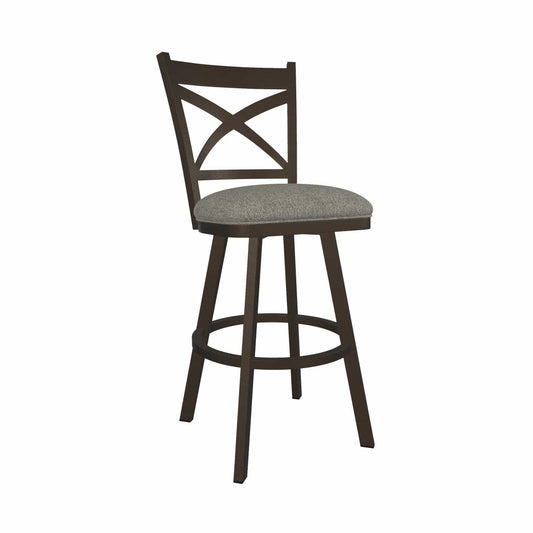 Wesley Allen - Julia 26in Counter Height Swivel Stool in Textured Ash Performance Fabric with a Hand Powder-Painted Cobblestone Finish - B513H26-S-PBS-SSA veiw 1