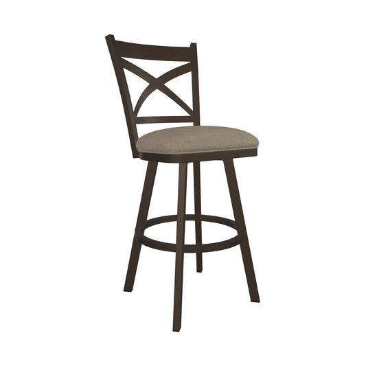 Wesley Allen - Julia 26in Counter Height Swivel Stool in Venetian Polyester Fabric with a Hand Powder-Painted Cobblestone Finish - B513H26-S-PBS-82004 veiw 1