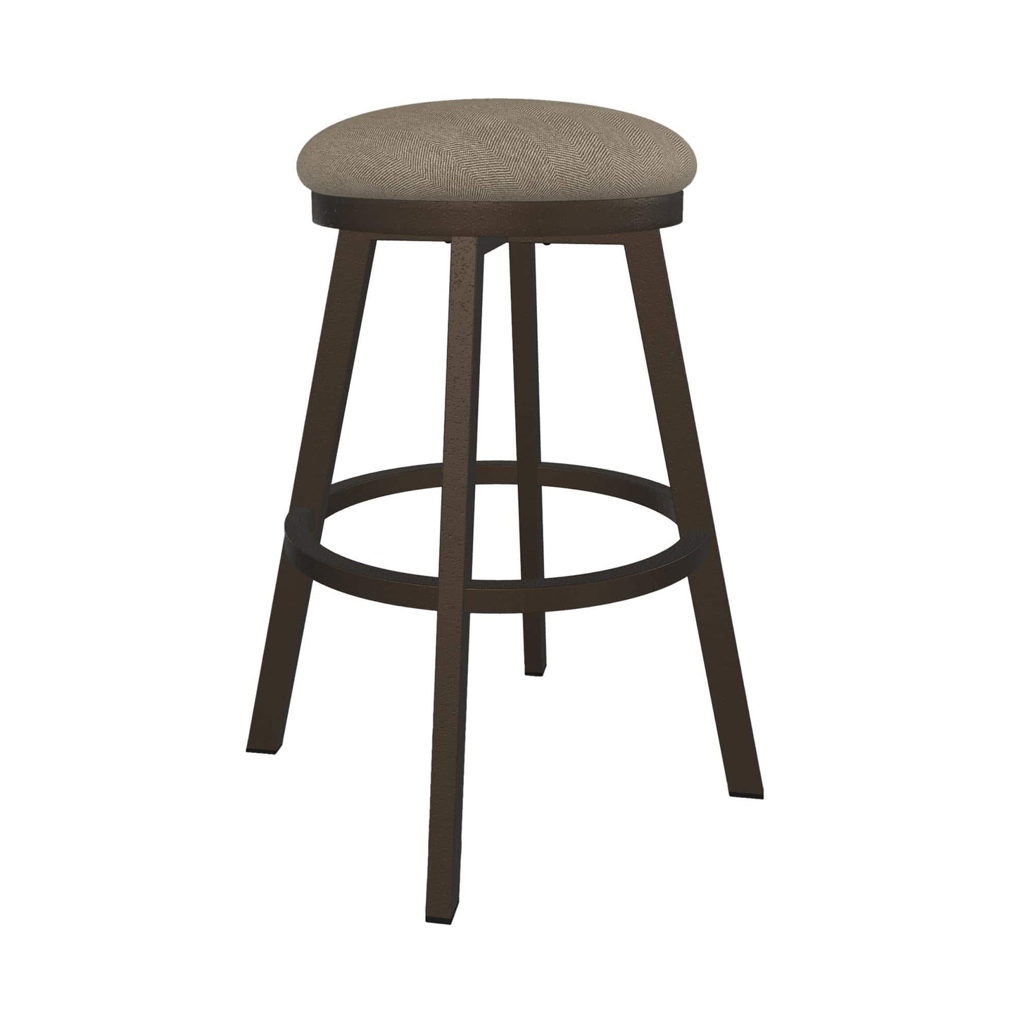 Wesley Allen - Sophia 30in Bar Height Swivel Backless Stool in Venetian Polyester Fabric with a Hand Powder-Painted Cobblestone Finish - B513H30-BS-PBS-82004 veiw 1