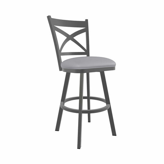 Wesley Allen - Julia 30in Bar Height Swivel Stool in Charcoal Gray Vinyl with a Hand Powder-Painted Firestone Grey Finish - B513H30-S-PTR-DST veiw 1