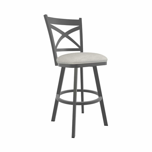 Wesley Allen - Julia 30in Bar Height Swivel Stool in Irish Mist Performance Fabric with a Hand Powder-Painted Firestone Grey Finish - B513H30-S-PTR-FM veiw 1