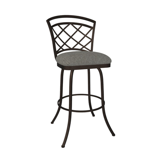 Wesley Allen - Milan 26in Counter Height Swivel Stool in Textured Ash Performance Fabric with a Hand Powder-Painted Mocha Finish - B515H26-S-CAP-SSA veiw 1