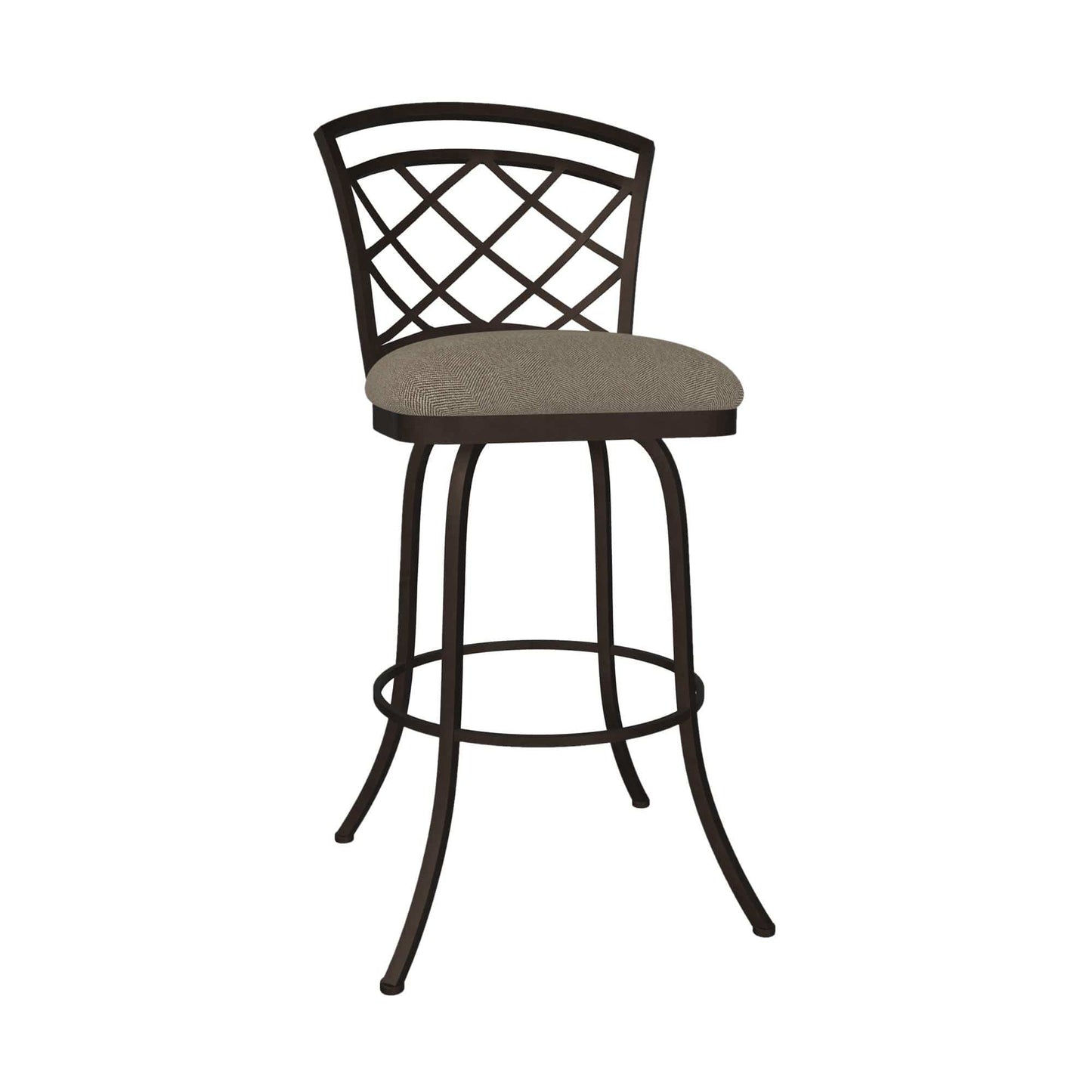 Wesley Allen - Milan 30in Bar Height Swivel Stool in Venetian Polyester Fabric with a Hand Powder-Painted Mocha Finish - B515H30-S-CAP-M82004 veiw 1