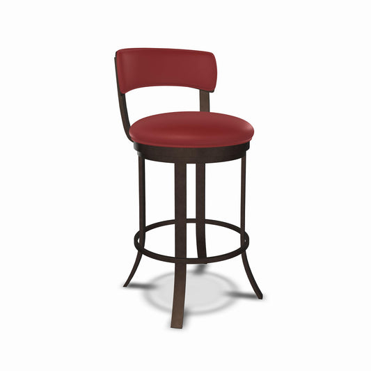 Wesley Allen - Riga 26in Counter Height Swivel Stool in Brick Red Vinyl with a Hand Powder-Painted Mocha Finish - B516H26-S-CAP-DLS veiw 1
