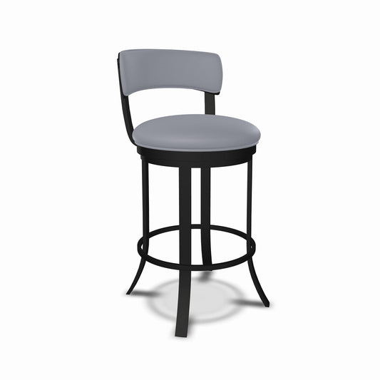 Wesley Allen - Riga 26in Counter Height Swivel Stool in Charcoal Gray Vinyl with a Hand Powder-Painted Sable Onyx Finish - B516H26-S-MB-DST veiw 1