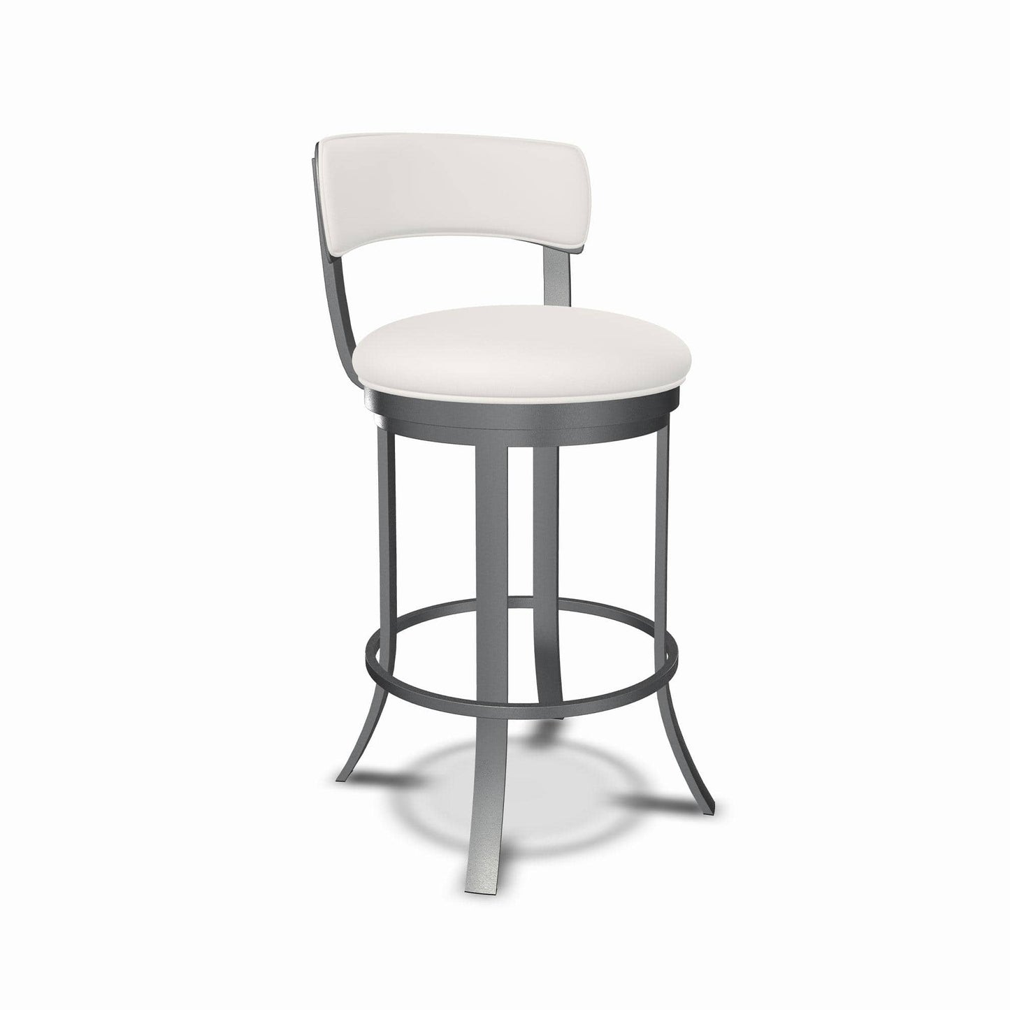 Wesley Allen - Riga 26in Counter Height Swivel Stool in Vail Pure White Vinyl with a Hand Powder-Painted Lustrous Silver White Finish - B516H26-S-SLP-APW veiw 1