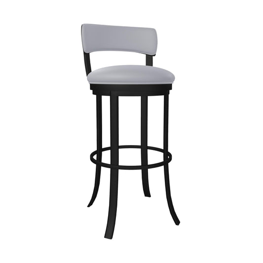 Wesley Allen - Riga 30in Bar Height Swivel Stool in Charcoal Gray Vinyl with a Hand Powder-Painted Sable Onyx Finish - B516H30-S-MB-DST veiw 1