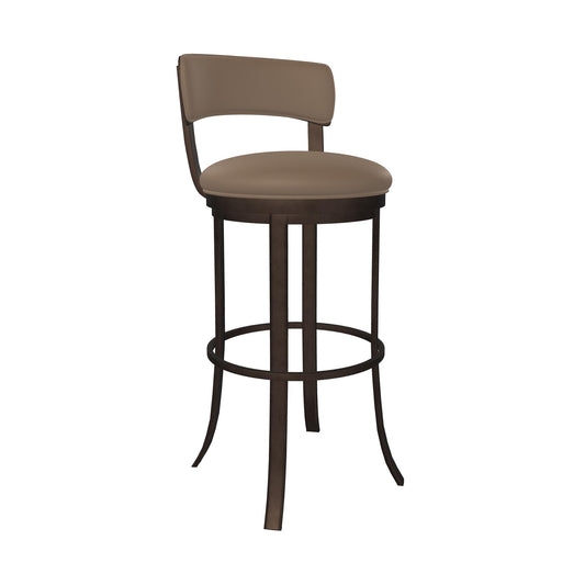 Wesley Allen - Riga 30in Bar Height Swivel Stool in Island Teak Vinyl with a Hand Powder-Painted Mocha Finish - B516H30-S-CAP-DB veiw 1