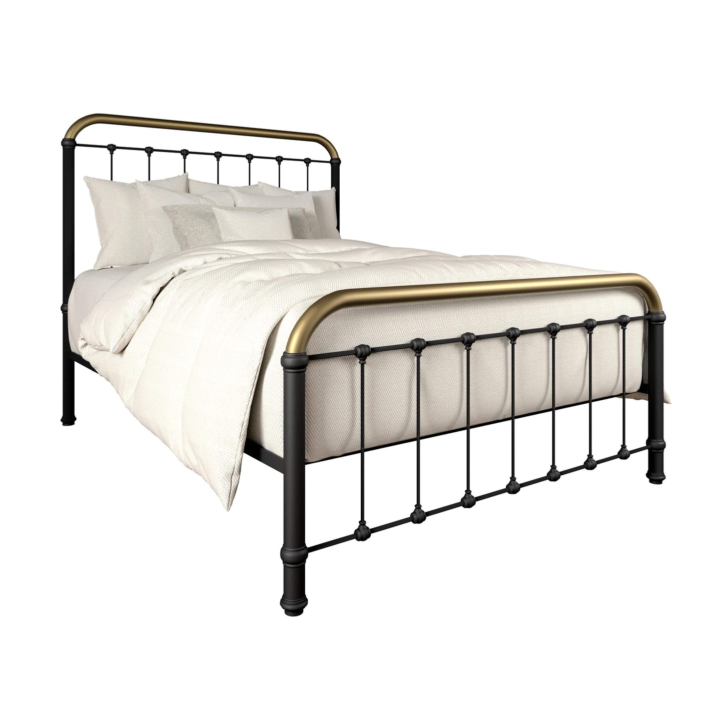 Wesley Allen - Moon Complete Queen Bed with Platform-Wood Slats in Sable Onyx Finish w/Milky Gold Accent Finish - JA1001-5-CB-WS-MB-OGD veiw 1