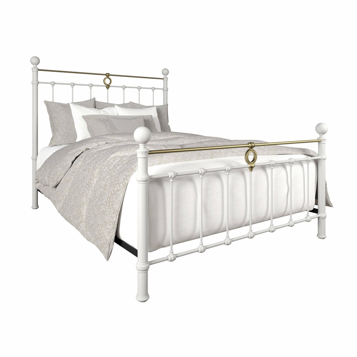 Wesley Allen - Mars Complete Queen Bed in Misty White Finish w/Milky Gold Accent Finish - MA1001-5-CB-OWH-OGD veiw 1