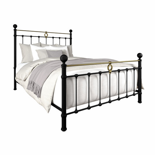 Wesley Allen - Saturn Complete Queen Bed with Platform-Wood Slats in Sable Onyx Finish w/Milky Gold Accent Finish - MA1001-5-CB-WS-MB-OGD veiw 1
