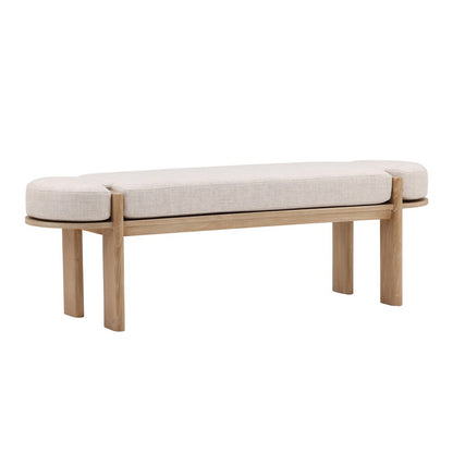Henry & Mason - Terren Natural Elm Wood Bench with Beige Upholstery - DV7090 veiw 1