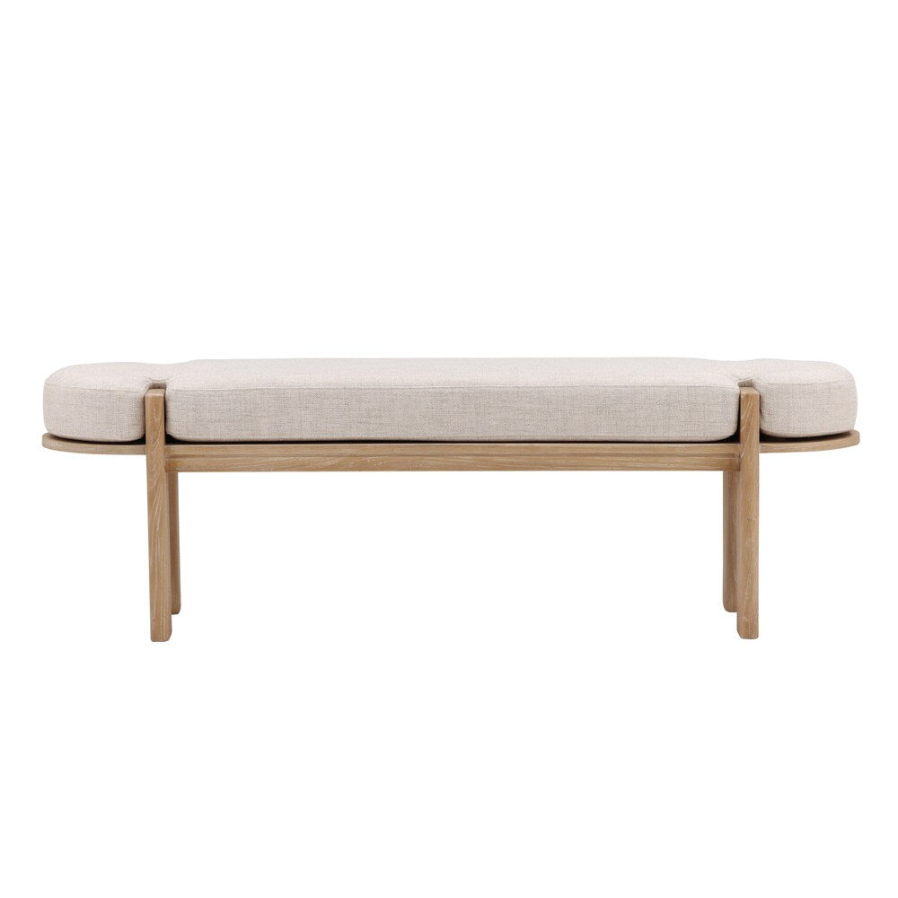 Henry & Mason - Terren Natural Elm Wood Bench with Beige Upholstery - DV7090 veiw 2