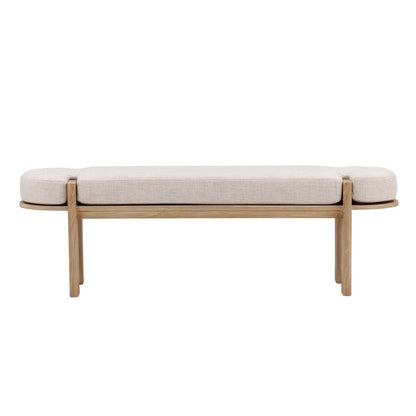Henry & Mason - Terren Natural Elm Wood Bench with Beige Upholstery - DV7090 veiw 2