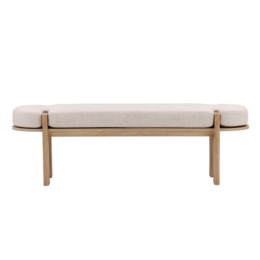 Henry & Mason - Terren Natural Elm Wood Bench with Beige Upholstery - DV7090 veiw 2