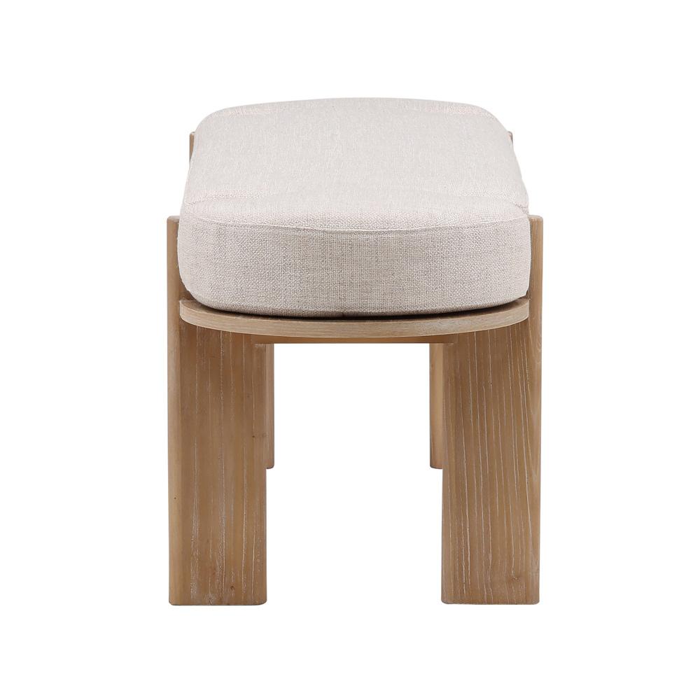Henry & Mason - Terren Natural Elm Wood Bench with Beige Upholstery - DV7090 veiw 3
