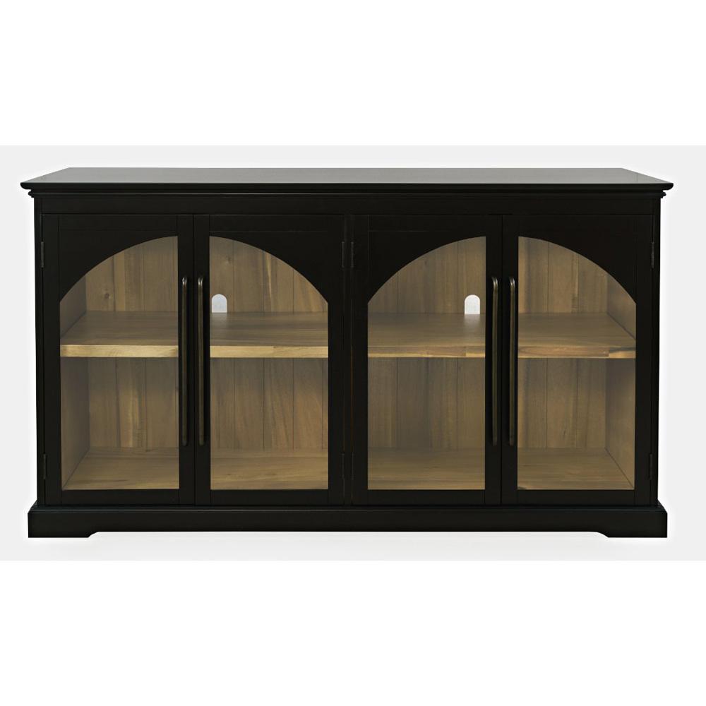 Jofran - Archdale 65in Gothic Arch Transitional Sideboard Storage Cabinet with Glass Doors in Black - 2295-65 veiw 1