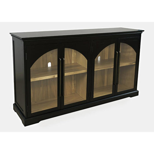 Jofran - Archdale 65in Gothic Arch Transitional Sideboard Storage Cabinet with Glass Doors in Black - 2295-65 veiw 2