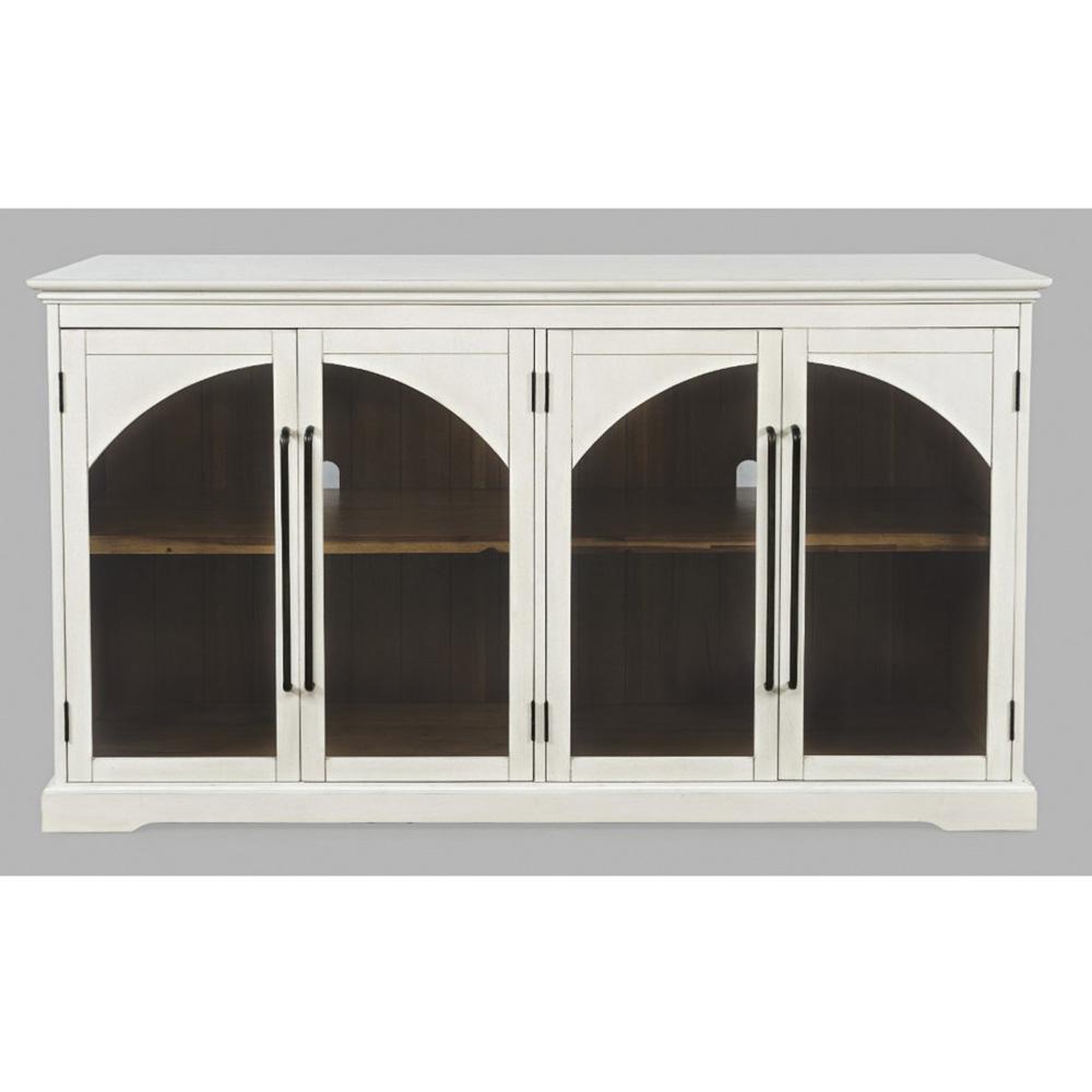 Jofran - Archdale 65in Gothic Arch Transitional Sideboard Storage Cabinet with Glass Doors in White - 2293-65 veiw 1