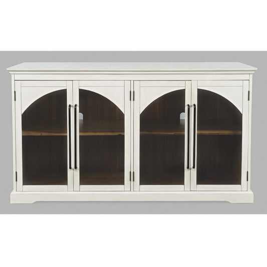 Jofran - Archdale 65in Gothic Arch Transitional Sideboard Storage Cabinet with Glass Doors in White - 2293-65 veiw 1