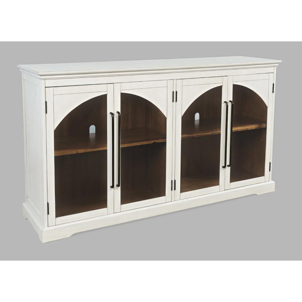 Jofran - Archdale 65in Gothic Arch Transitional Sideboard Storage Cabinet with Glass Doors in White - 2293-65 veiw 2