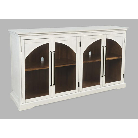 Jofran - Archdale 65in Gothic Arch Transitional Sideboard Storage Cabinet with Glass Doors in White - 2293-65 veiw 2