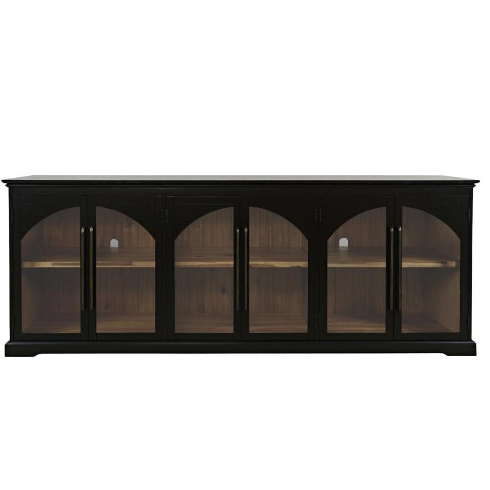 Jofran - Archdale 96in Gothic Arch Transitional Sideboard Storage Cabinet with Glass Doors in Black - 2295-96 veiw 1