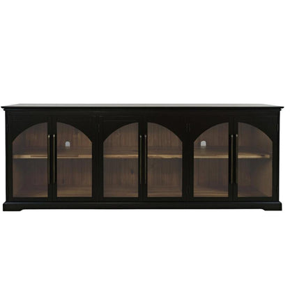 Jofran - Archdale 96in Gothic Arch Transitional Sideboard Storage Cabinet with Glass Doors in Black - 2295-96 veiw 1