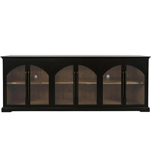 Jofran - Archdale 96in Gothic Arch Transitional Sideboard Storage Cabinet with Glass Doors in Black - 2295-96 veiw 1