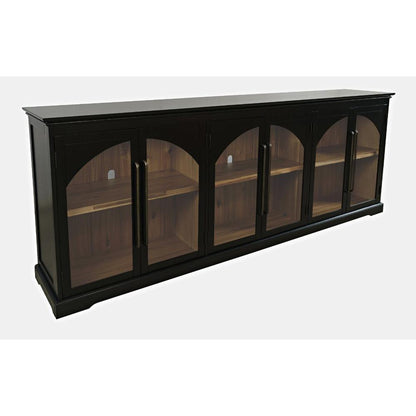 Jofran - Archdale 96in Gothic Arch Transitional Sideboard Storage Cabinet with Glass Doors in Black - 2295-96 veiw 2