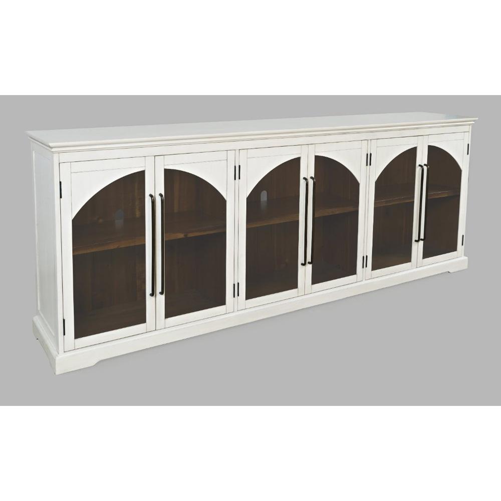 Jofran - Archdale 96in Gothic Arch Transitional Sideboard Storage Cabinet with Glass Doors in White - 2293-96 veiw 2