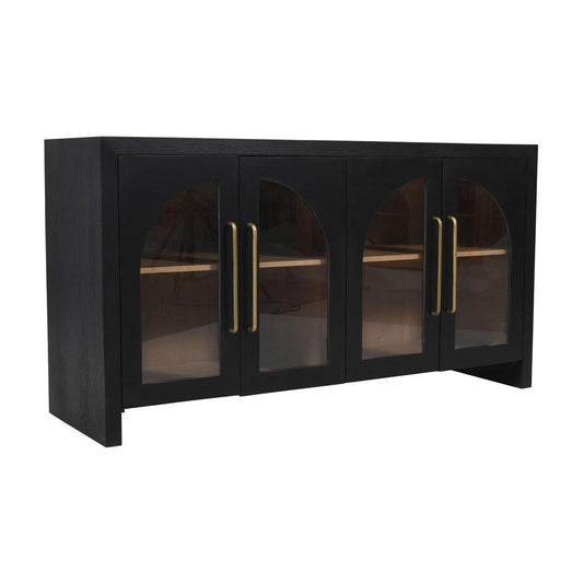 Jofran - Archimedes 60in Curved Arch Four Door Sideboard Storage Cabinet in Black - 2433-60 veiw 1