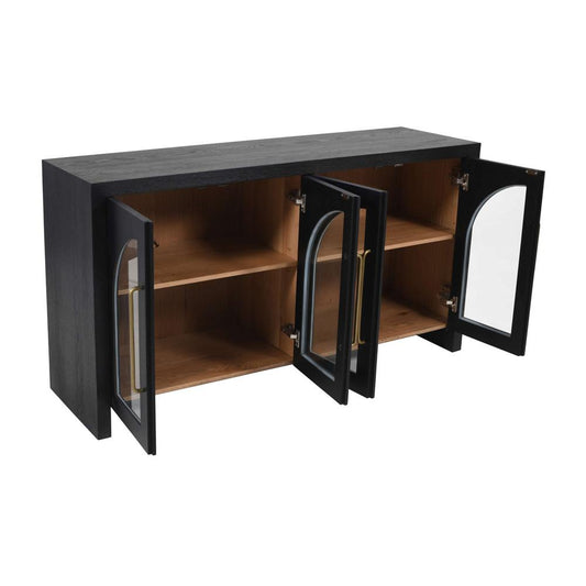 Jofran - Archimedes 60in Curved Arch Four Door Sideboard Storage Cabinet in Black - 2433-60 veiw 3