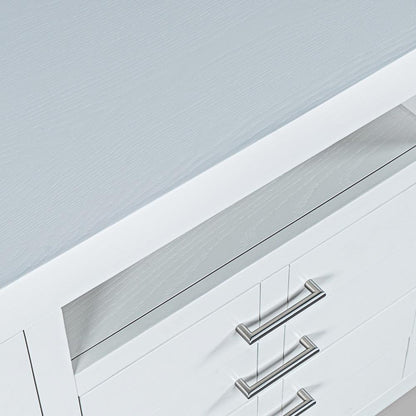 Jofran - Auburn Hills 60in Contemporary Media Console with Tempered Glass Doors, Drawers and Adjustable Shelves in White - 2497-60 veiw 5