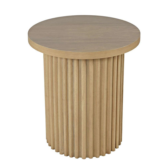 Jofran - Auden 24in Round Mid-Century Modern Fluted Pedestal Base End Table in Natural - 2420-3TBNATKT veiw 2