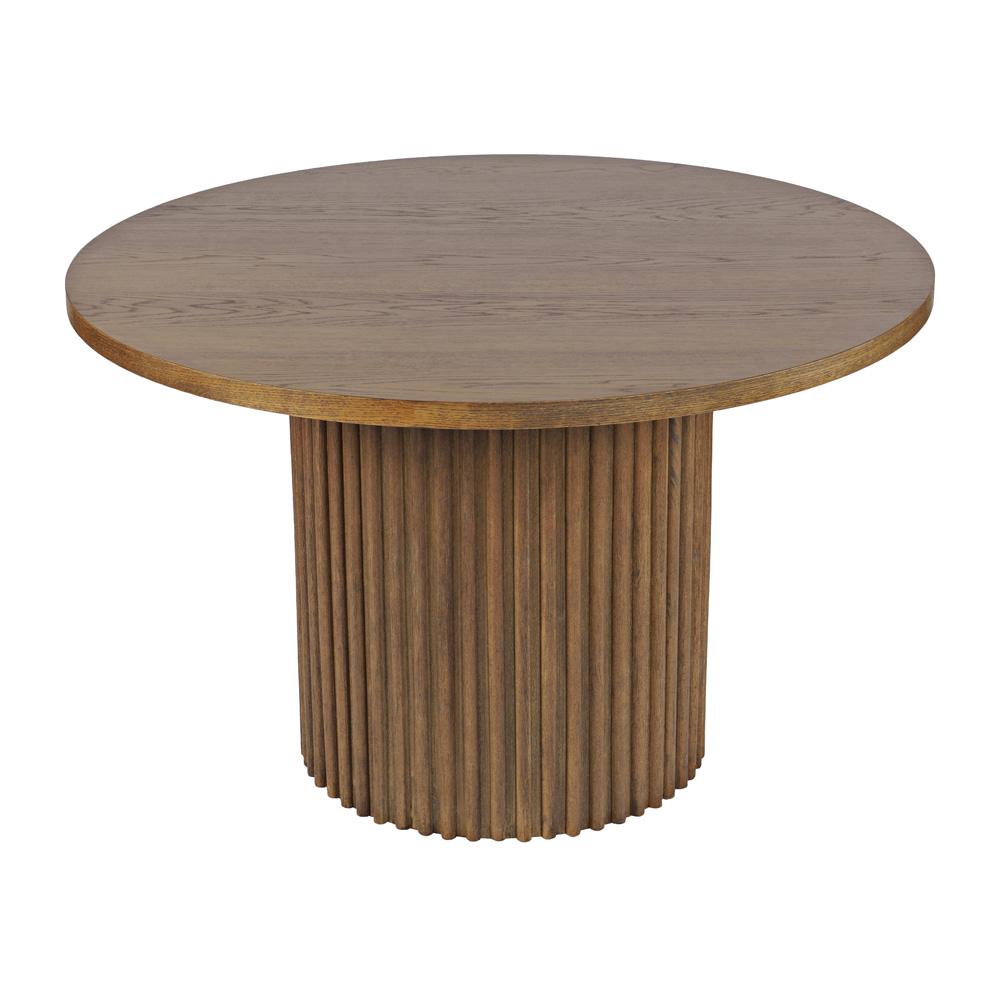 Jofran - Auden 48in Round Mid-Century Modern Fluted Pedestal Base Dining Table in Chestnut - 2421-AUDEN48CSBTKT veiw 1
