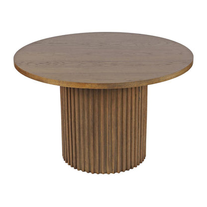 Jofran - Auden 48in Round Mid-Century Modern Fluted Pedestal Base Dining Table in Chestnut - 2421-AUDEN48CSBTKT veiw 1