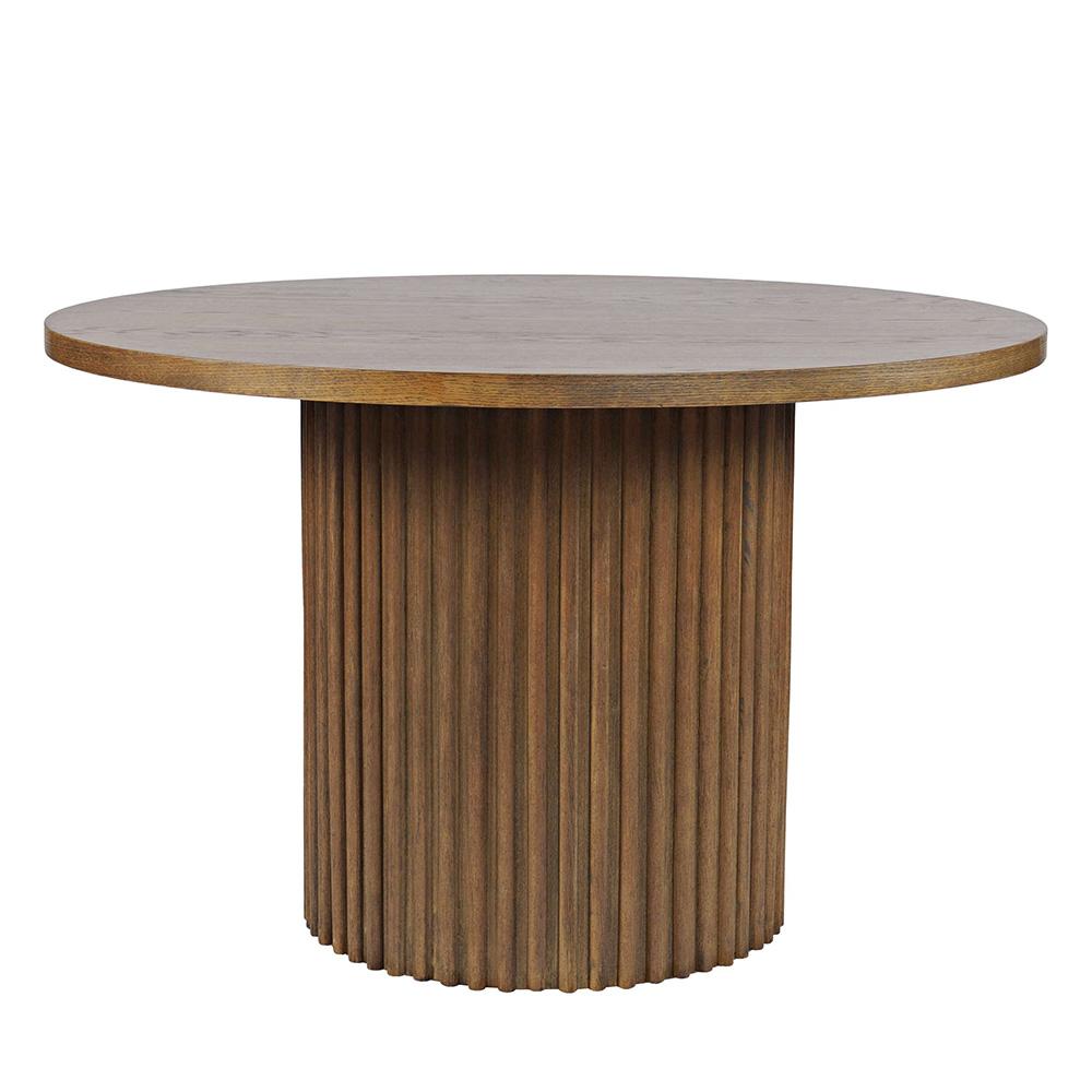 Jofran - Auden 48in Round Mid-Century Modern Fluted Pedestal Base Dining Table in Chestnut - 2421-AUDEN48CSBTKT veiw 2