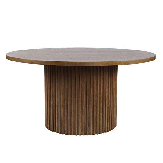 Jofran - Auden 60in Round Mid-Century Modern Fluted Pedestal Base Dining Table in Chestnut - 2421-AUDEN60CSBTKT veiw 2