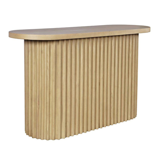Jofran - Auden Oval Mid-Century Modern Fluted Pedestal Base Sofa Console Table in Natural - 2420-4TBNATKT veiw 1