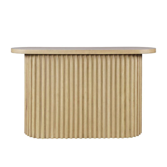 Jofran - Auden Oval Mid-Century Modern Fluted Pedestal Base Sofa Console Table in Natural - 2420-4TBNATKT veiw 2